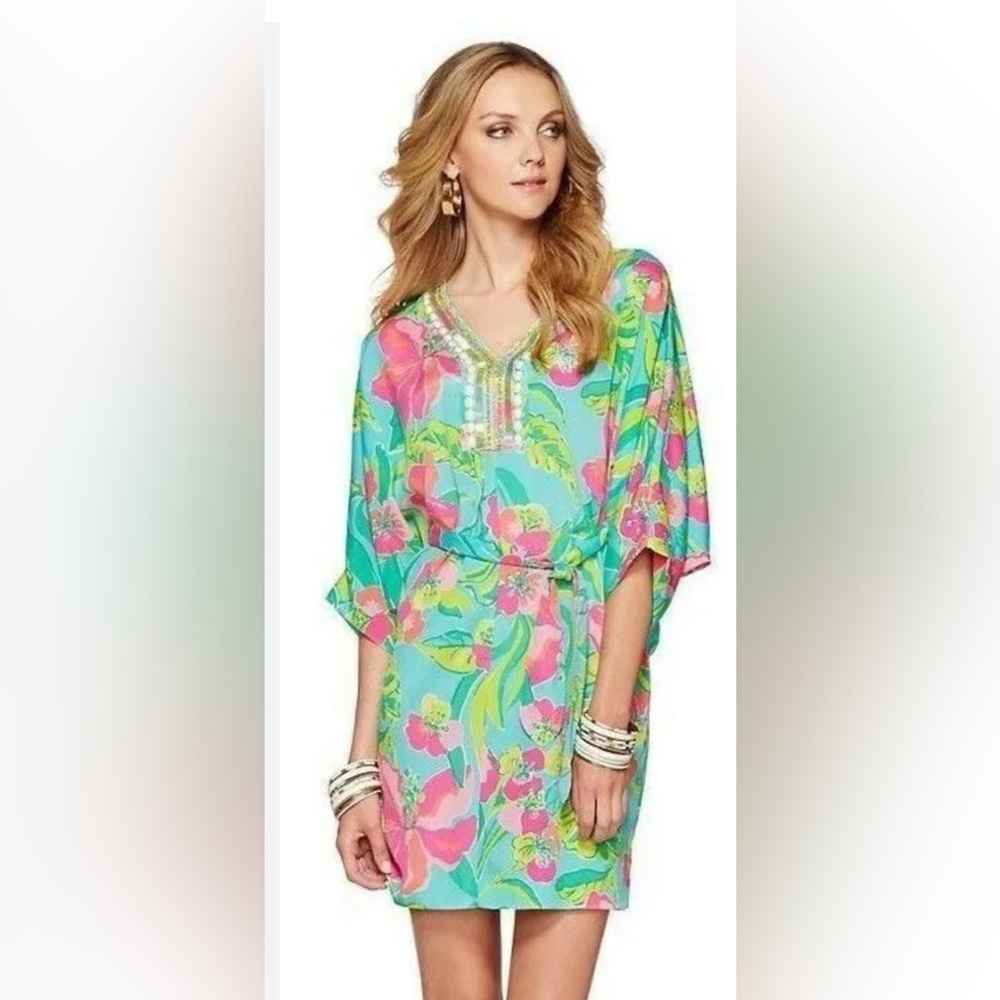 Lilly Pulitzer Beaded Caftan Dress Size Large